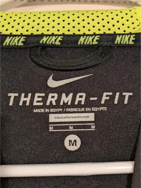 Nike Therma-Fit Hoodie Black Neon Yellow Graphic Pullover Sweatshirt Mens Medium - Picture 5 of 8